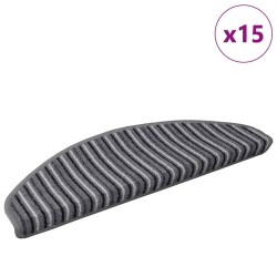 Tapis d'escalier auto-adhésifs 15 pcs Gris 65 x 21 x 4 cm 519349519349