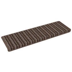 Tapis d'escalier auto-adhésifs 15 pcs Marron 65 x 21 x 4 cm 519351519351