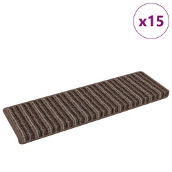 Tapis d'escalier auto-adhésifs 15 pcs Marron 65 x 21 x 4 cm 519351519351