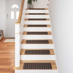 Tapis d'escalier auto-adhésifs 15 pcs Marron 65 x 21 x 4 cm 519351519351
