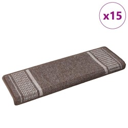Tapis d'escalier auto-adhésifs 15 pcs Marron 65 x 21 x 4 cm 519352519352