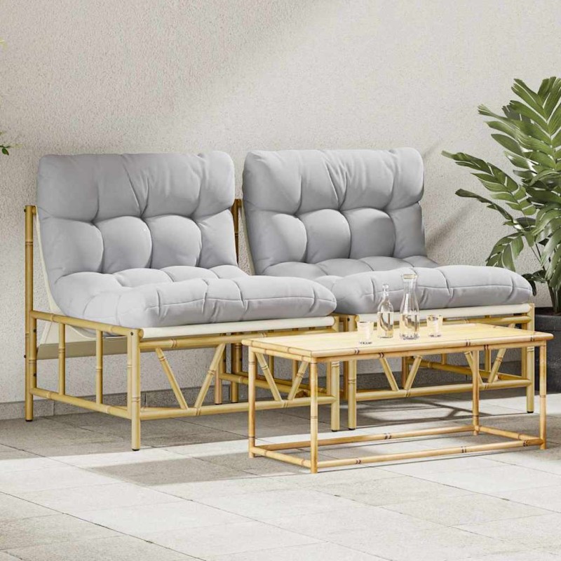 Sièges extérieurs avec coussin 2 pcs Gris clair Acier 519359519359