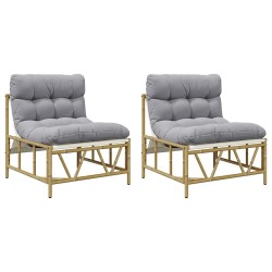 Sièges extérieurs avec coussin 2 pcs Gris clair Acier 519359519359
