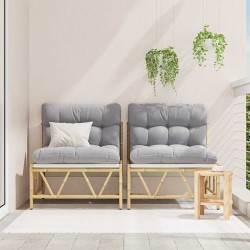Sièges extérieurs avec coussin 2 pcs Gris clair Acier 519359519359