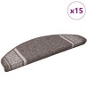 Tapis d'escalier auto-adhésifs 15 pcs Marron 65 x 21 x 4 cm 519415519415