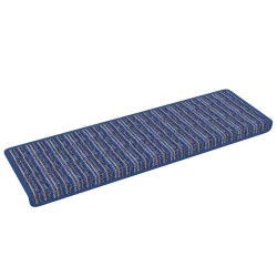 Tapis d'escalier auto-adhésifs Rayé 15 pcs Bleu 65 x 21 x 4 cm 519418519418