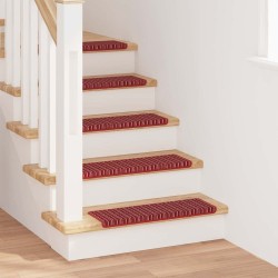 Tapis d'escalier auto-adhésifs Rayé 15 pcs Rouge 65 x 21 x 4 cm 519419519419