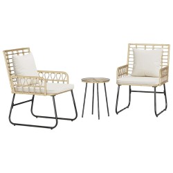 Ensemble de salle à manger pour jardin 3 pcs Marron et Crème 519429519429
