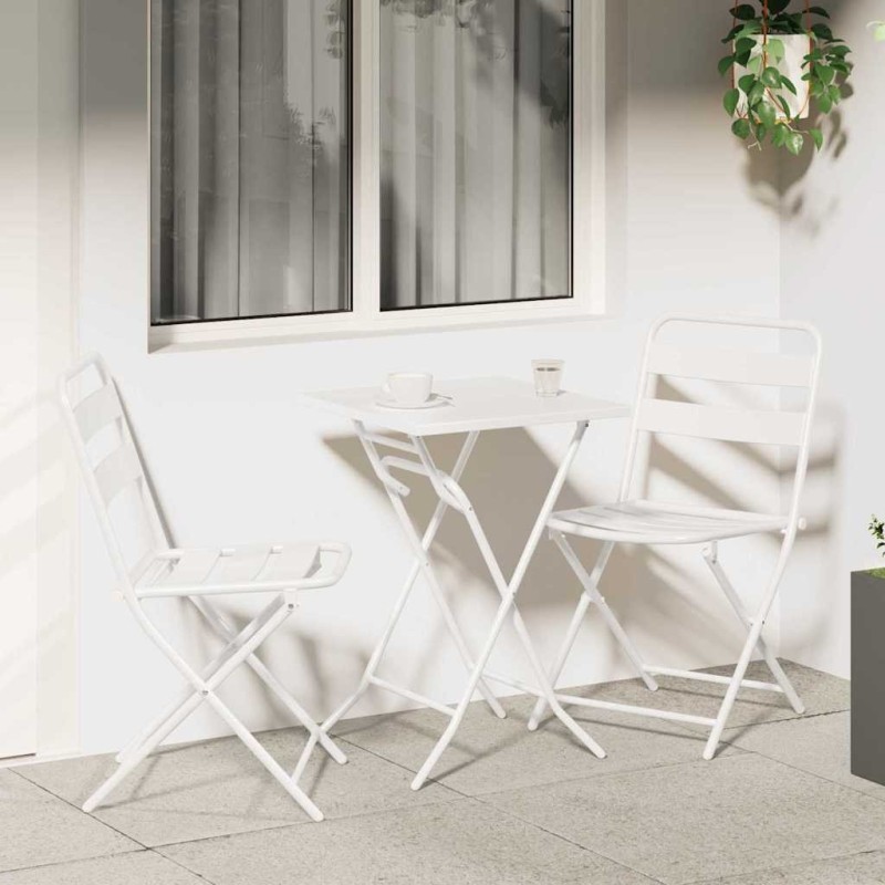 Ensemble bistro de jardin 3 pcs Blanc Acier 519444519444