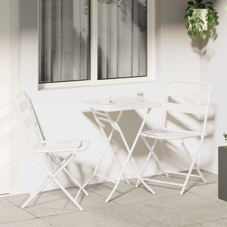 Ensemble bistro de jardin 3 pcs Blanc Acier 519444519444