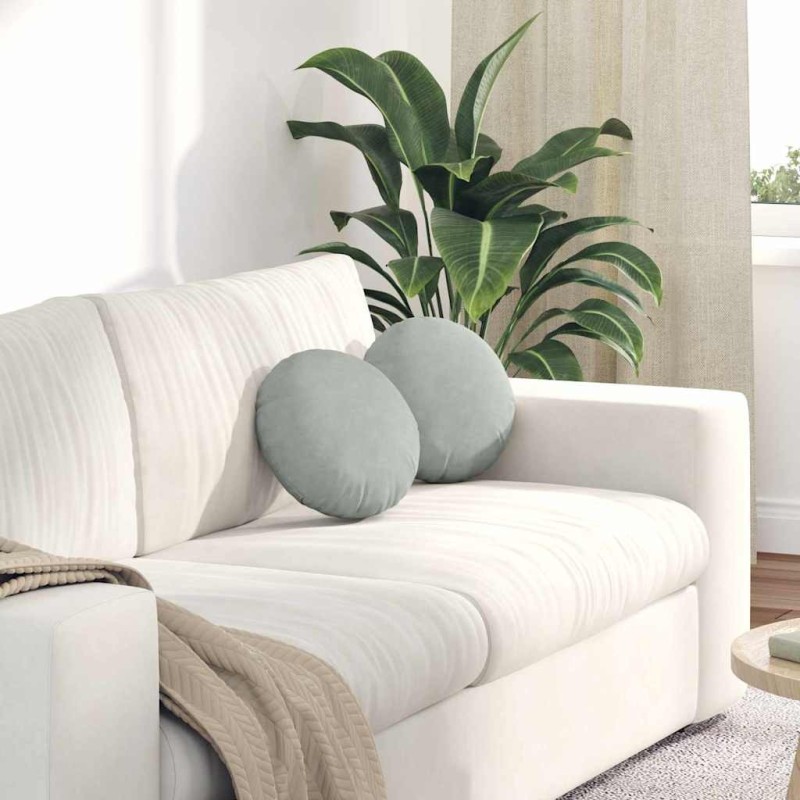 Coussins de siège 2 pcs Gris clair Ø30 x 13 cm Velours 519638519638
