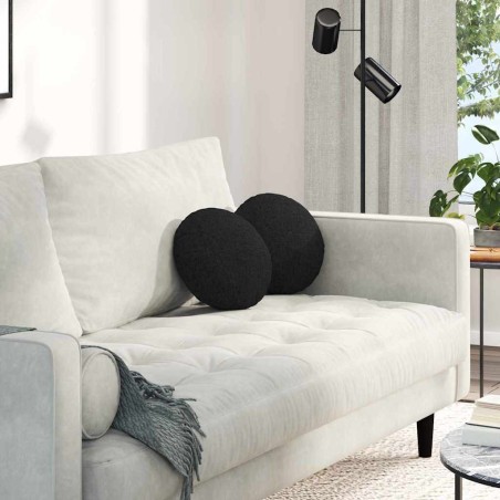 Coussins de siège 2 pcs Noir Ø30 x 13 cm tissu 519639519639