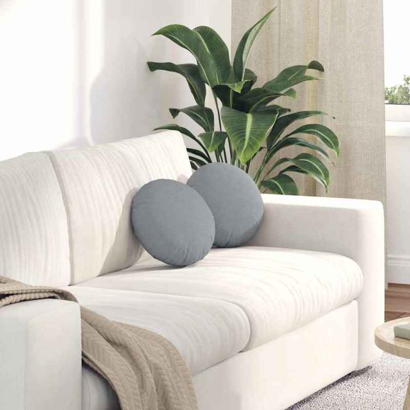 Coussins de siège 2 pcs Gris clair Ø30 x 13 cm tissu 519642519642