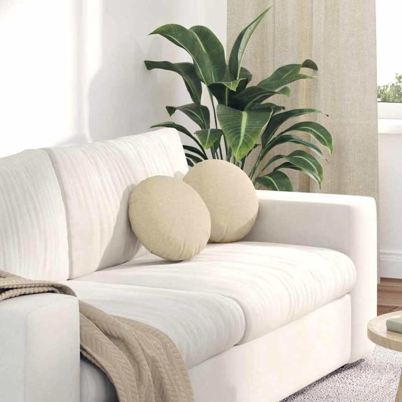 Coussins de siège 2 pcs Crème Ø30 x 13 cm tissu 519660519660