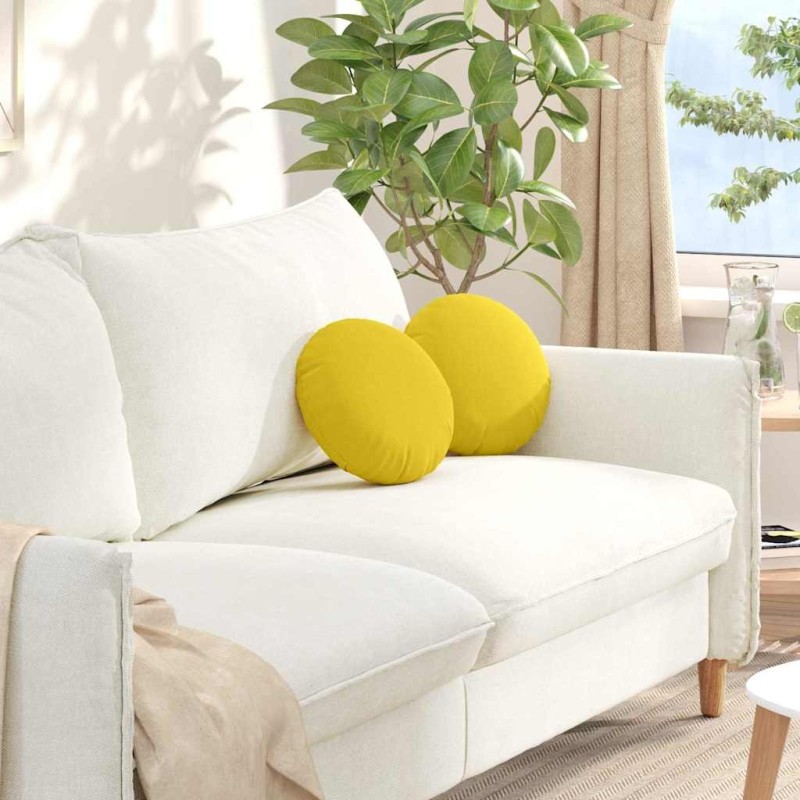 Coussins de siège 2 pcs Jaune clair Ø30 x 13 cm tissu 519669519669