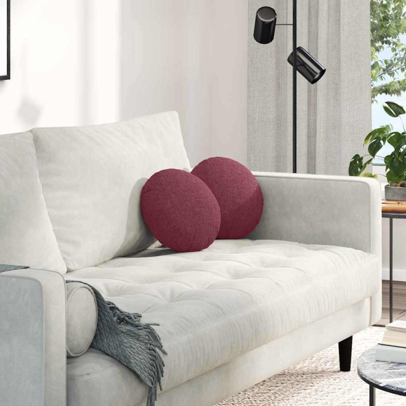 Coussins de siège 2 pcs Bordeaux Ø30 x 13 cm tissu 519672519672