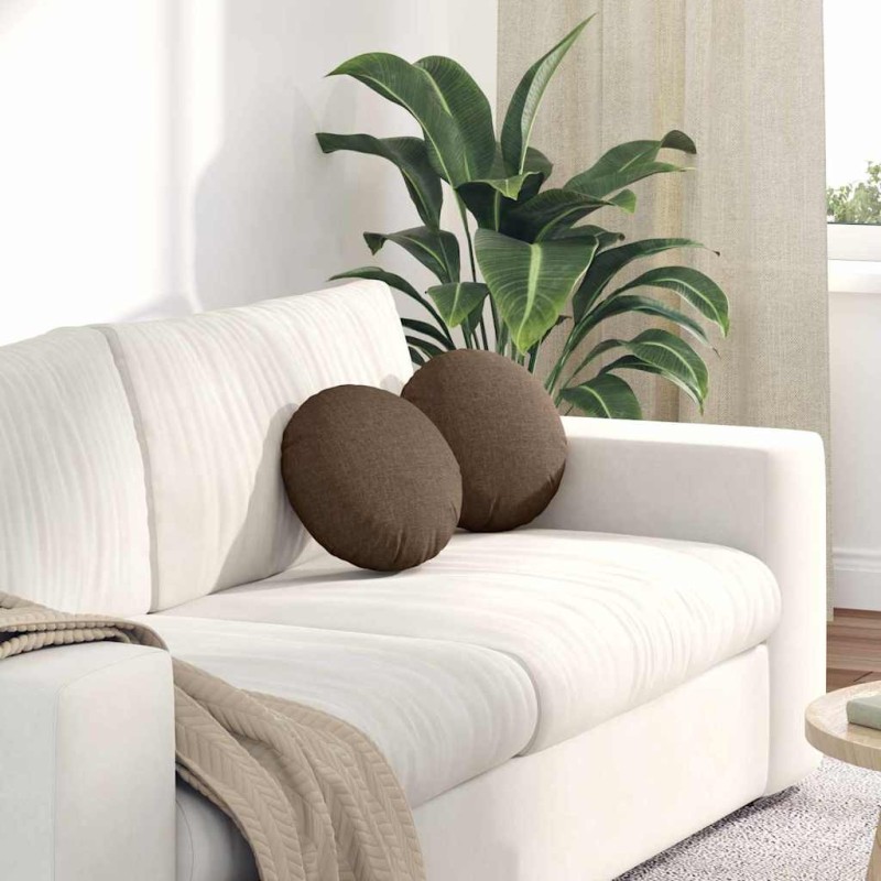 Coussins de siège 2 pcs Marron Ø30 x 13 cm tissu 519673519673