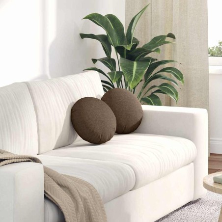 Coussins de siège 2 pcs Marron Ø30 x 13 cm tissu 519673519673