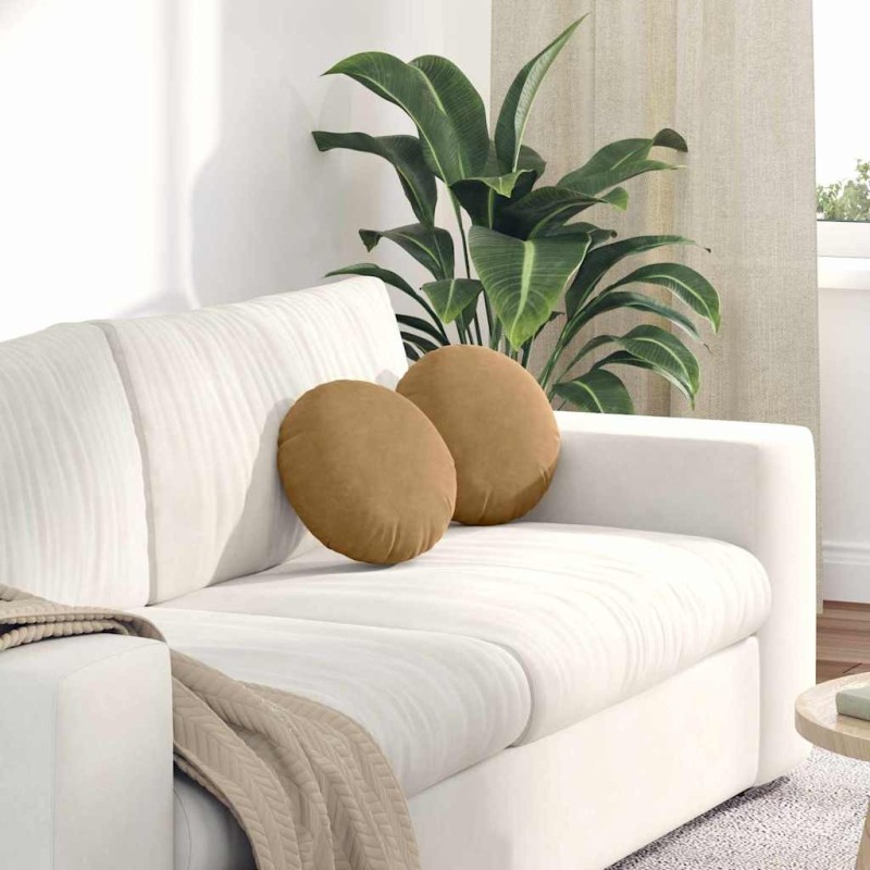 Coussins de siège 2 pcs Marron Ø30 x 13 cm Velours 519711519711