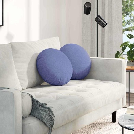 Coussins de siège 2 pcs Bleu denim Ø40 x 13 cm tissu 519785519785