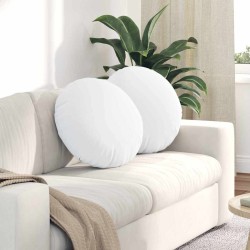 Coussins de siège 2 pcs Blanc Ø50 x 19 cm tissu 519786519786