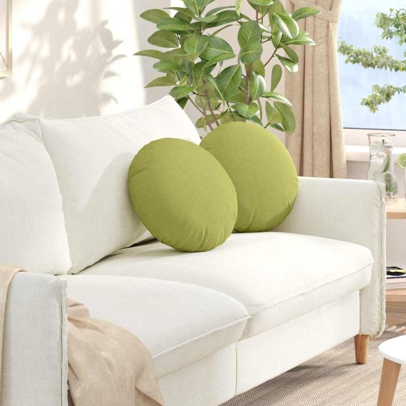 Coussins de siège 2 pcs Vert clair Ø40 x 13 cm tissu 519799519799