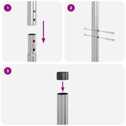 Poteau de clôture. 2 pcs Argenté Acier peint par poudre 519840519840