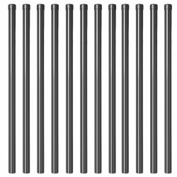 Poteau de clôture. 12 pcs Gris 110 cm Acier peint par poudre 519862519862