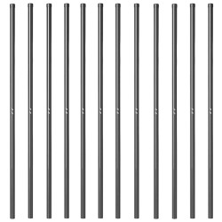 Poteau de clôture. 12 pcs Gris Acier peint par poudre 519865519865