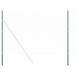 Poteau de clôture. 2 pcs Vert Acier peint par poudre 519885519885