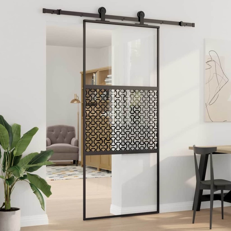 Porte en verre Fretwork Noir 90 x 2 x 205 cm Aluminium 519919519919