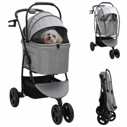 Poussette Pliante pour Animaux Gris 78 x 54 x 101 cm Polyester 519932519932