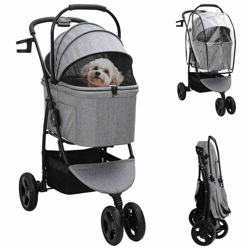 Poussette Pliante pour Animaux Gris 78 x 54 x 101 cm Polyester 519932519932