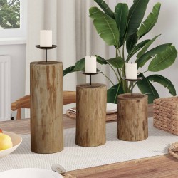 Bougeoir 3 pcs Naturel Teck massif 519939519939
