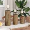 Bougeoir 3 pcs Naturel Teck massif 519939519939