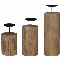 Bougeoir 3 pcs Naturel Teck massif 519939519939