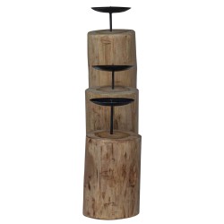 Bougeoir 3 pcs Naturel Teck massif 519939519939