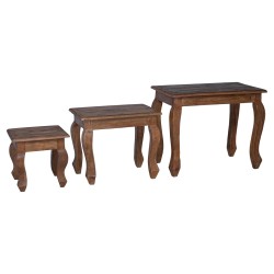 Table Gigogne 3 pcs Marron Bois massif d'acajou 519946519946