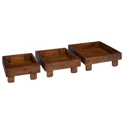 Support de Plante 3 pcs Marron Bois d'Acajou 519961519961