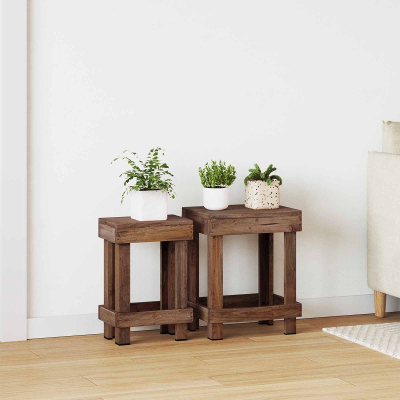Support de Plante 2 pcs Marron 70 x 11 x 27 cm Bois d'Acajou 519962519962