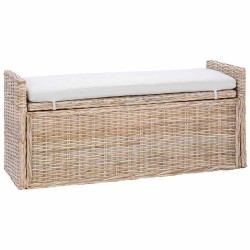 Banc de rangement avec coussin Naturel 110 x 40 x 50 cm Rotin 519967519967