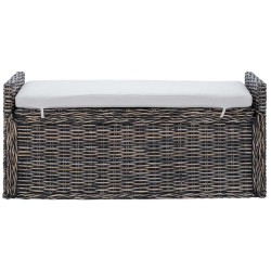 Banc de rangement Noir Blanchi 110 x 40 x 50 cm Rotin 519968519968