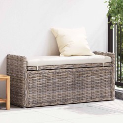 Banc de rangement avec coussin Gris 110 x 40 x 50 cm Rotin 519969519969