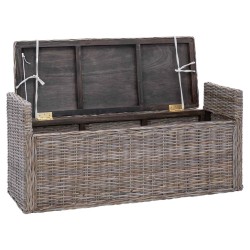Banc de rangement avec coussin Gris 110 x 40 x 50 cm Rotin 519969519969