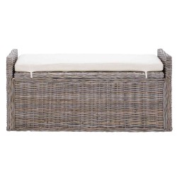 Banc de rangement avec coussin Gris 110 x 40 x 50 cm Rotin 519969519969