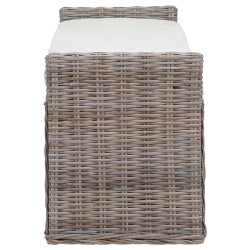 Banc de rangement avec coussin Gris 110 x 40 x 50 cm Rotin 519969519969