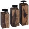 Bougeoir 3 pcs Naturel Bois massif de récupération 519996519996