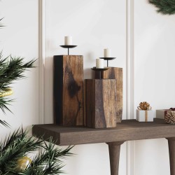 Bougeoir 3 pcs Naturel Bois massif de récupération 519996519996