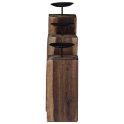 Bougeoir 3 pcs Naturel Bois massif de récupération 519996519996