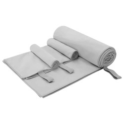 Set de serviettes de sport 3 pcs Gris Polyester et Polyamide 520005520005